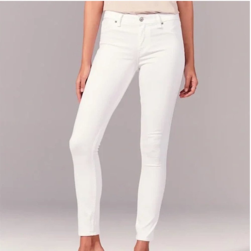 Abercrombie Mid Rise White Jean Leggings 32/14s